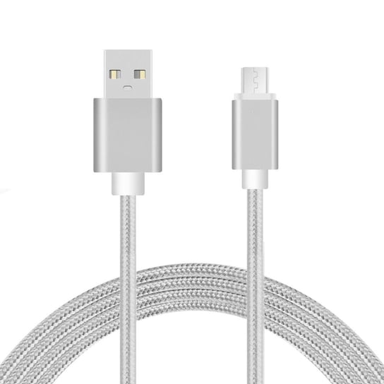 Kabel Pleciony 2 metry micro USB - Srebrny Inna marka