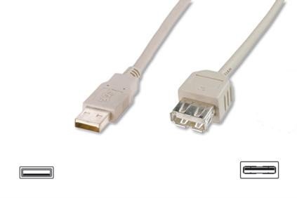 Kabel przedłużający USB 2.0 HighSpeed Typ USB A/USB A M/Ż beżowy 3,0m Assmann