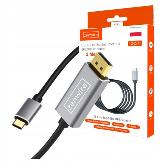 KABEL Przejściówka Adapter USB-C DP DisplayPort 1.4 8K Thunderbolt 4 240hz Zenwire