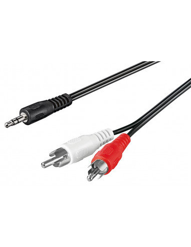 Kabel przejściowy audio AUX, wtyk jack 3,5 mm na wtyk cinch stereo - Długość kabla 0.5 m Goobay