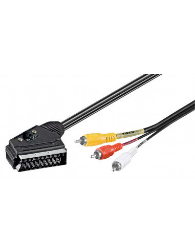Kabel przejściowy, Scart do Composite Audio Video, IN/OUT - Długość kabla 3 m Goobay