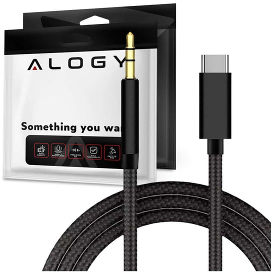 Kabel przewód audio Alogy USB-C do miniJack 3.5mm AUX 1m Czarny Alogy