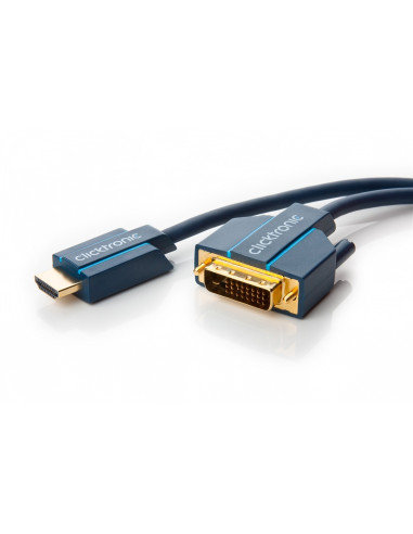 Kabel przewód HDMI-DVI M/M 3D Ultra HD 4K złoty HQ 10 m Clicktronic