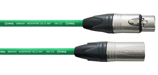 Kabel przewód mikrofonowy XLR 3 m Cordial zielony Cordial