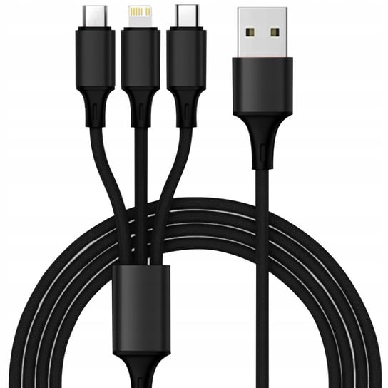 KABEL PRZEWÓD USB 3W1 LIGHTING MICRO MICROUSB USB-C TYP-C DO IPHONE MOCNY Inna marka