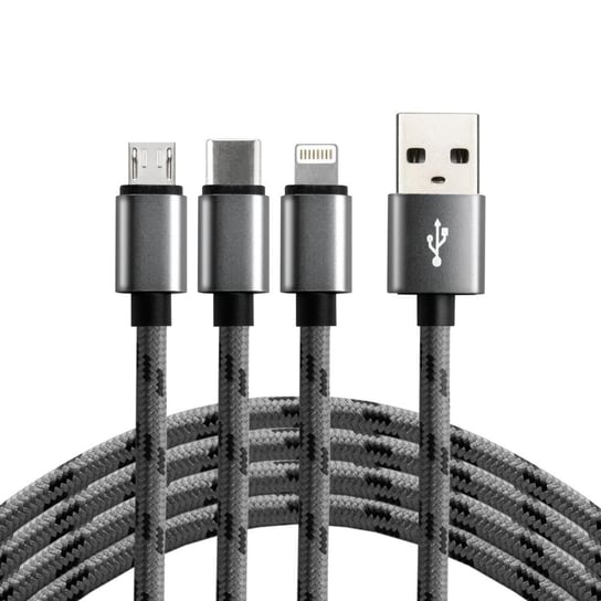 Kabel przewód USB 3w1 - USB-C, Lightning, micro USB 120cm everActive CBB-1.2MCI do 2.4A EverActive