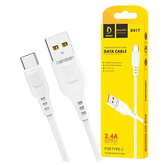 Kabel przewód USB do USB-C Type C Denmen D01T szybkie ładowanie 2.4A 1m Biały Inna marka