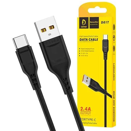 Kabel przewód USB do USB-C Type C Denmen D01T szybkie ładowanie 2.4A 1m Czarny Alogy