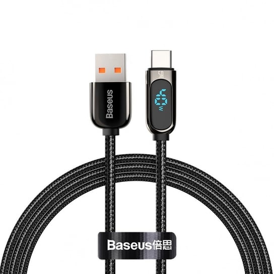 Kabel przewód USB Typ-C 100cm Baseus Display LCD Quick Charge 5A z obsługą szybkiego ładowania - czarny (CATSK-01) Baseus