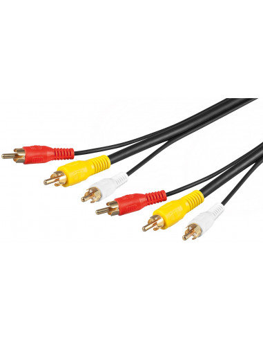 Kabel przyłączeniowy Composite Audio Video, 3 x cinch z przewodem wideo RG59 - Długość kabla 1.5 m Goobay