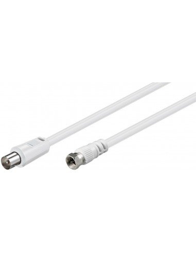 Kabel przyłączeniowy SAT/antenowy 1,5m biały wtyk f/wtyk do kabla koncentrycznego RB-LAN