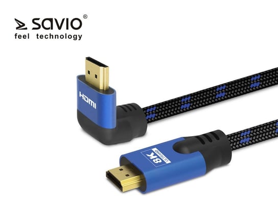 Kabel Savio HDMI-HDMI v2.1, 1 8K kątowy Ethernet/3D CL-147, 8 m SAVIO