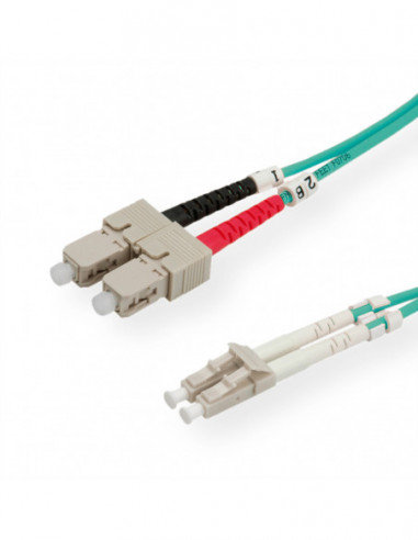 Kabel światłowodowy ROLINE, 50/125µm, LC/SC, OM3, turkusowy, 3 m Roline