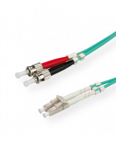 Kabel światłowodowy ROLINE, 50/125µm, LC/ST, OM3, turkusowy, 1 m Roline
