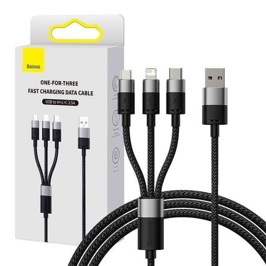 Kabel szybkiego ładowania  Baseus StarSpeed USB do M+L+C 3.5A 0.6M(BLack) Baseus