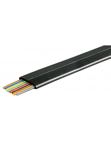 Kabel telefoniczny płaski rolka 8-przewodowy, 100 m rola, AWG 28, CCA (aluminium powlekane miedzią) - Wersja kolorystyczna Czarn Goobay