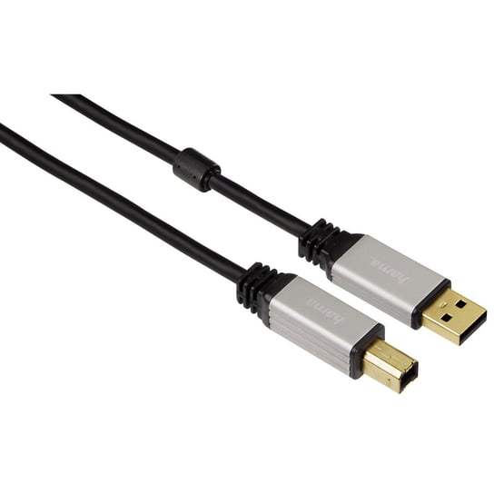 Kabel USB 2.0 HAMA Proclass A-B, 1.8 m, czarno-srebrny Hama