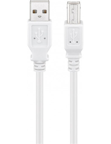 Kabel USB 2.0 Hi-Speed, Biały - Długość kabla 1 m Goobay
