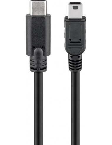 Kabel USB 2.0 USB-C™ na Mini-B 2.0, czarny - Długość kabla 0.5 m Goobay