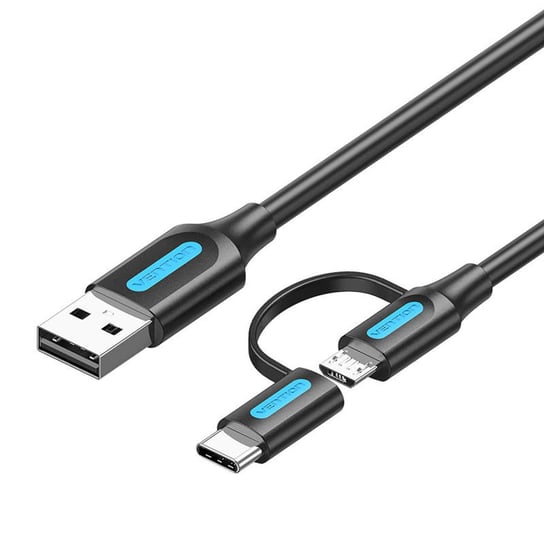 Kabel USB 2w1 USB 2.0 do USB-C/Micro-B USB Vention CQDBF, 1m (czarny) Inna marka