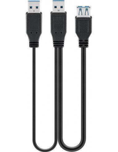 Kabel USB 3.0 Dual Power SuperSpeed, Czarny - Długość kabla 0.3 m Goobay