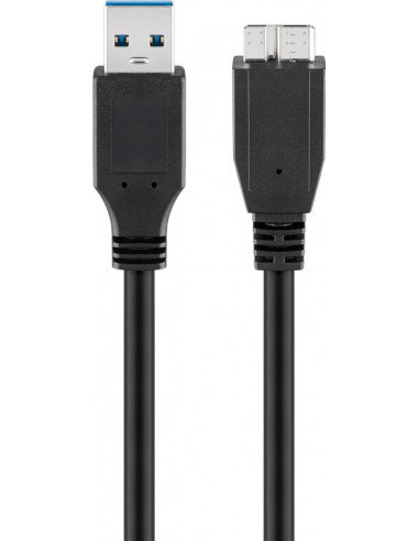 Kabel USB 3.0 Superspeed, Czarny - Długość kabla 1 m Goobay