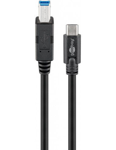 Kabel USB 3.0 USB-C™ na B, czarny - Długość kabla 1 m Goobay