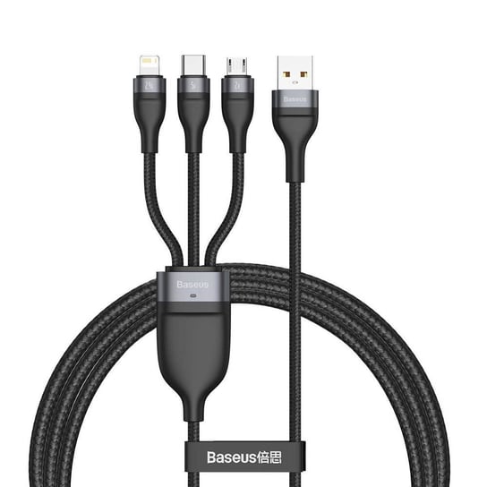 Kabel USB 3w1 Baseus Flash Series, USB-C + micro USB + Lightning, 40W, 5A, 1.2m (czarny) Baseus