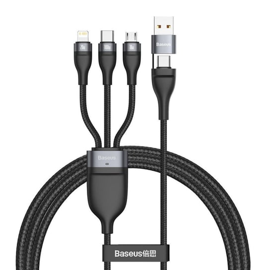 Kabel USB 3w1 Baseus Flash Series, USB / USB-C do USB-C + micro USB + Lightning, 100W, 1.2m (czarny) Baseus