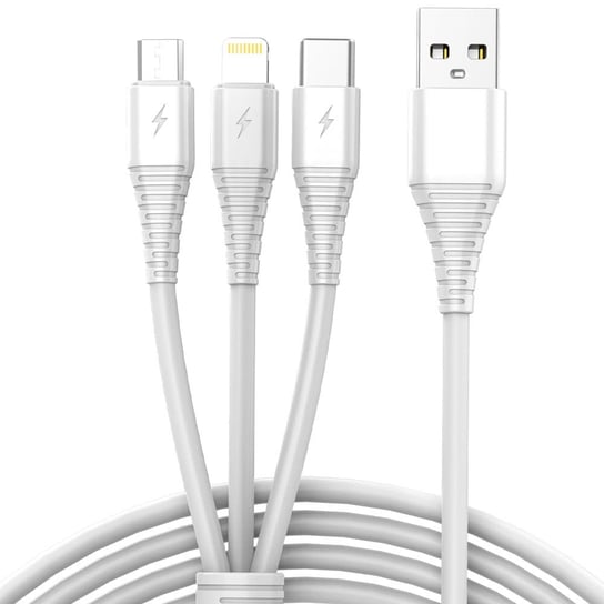Kabel USB 3w1 micro USB, USB-C, lightning 1m biały VA0122 Vayox VAYOX