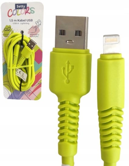 Kabel USB-A IPHONE 1,5m Setty Colors NEON LIMONKOWY Setty