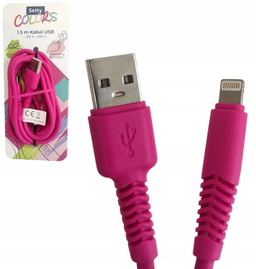 Kabel USB-A IPHONE 1,5m Setty Colors NEON MAGENTA Setty