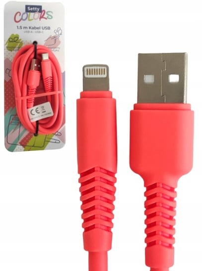 Kabel USB-A IPHONE 1,5m Setty Colors NEON POMARAŃCZOWY Setty