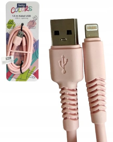 Kabel USB-A IPHONE 1,5m Setty Colors NEON RÓŻOWY Setty
