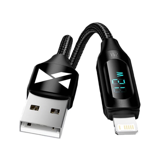 Kabel USB-A - Lightning Wozinsky WUALC1 z wyświetlaczem LED 2.4A 1m  - czarny Wozinsky