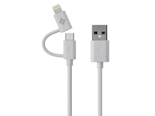 Kabel USB-A - microUSB-A/Lightning 8-pin IBATTZ Moje Duo IB-CBL-LGN-WH, 1 m batut