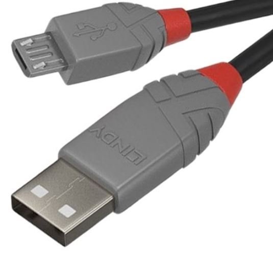 Kabel USB-A - microUSB-B LINDY Anthra Line 36730, 0.2 m Lindy