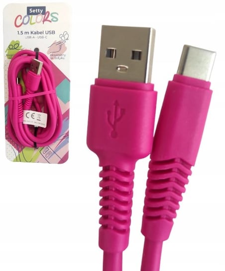 Kabel USB-A USB-C 1,5m Setty Colors NEON MAGENTA Setty