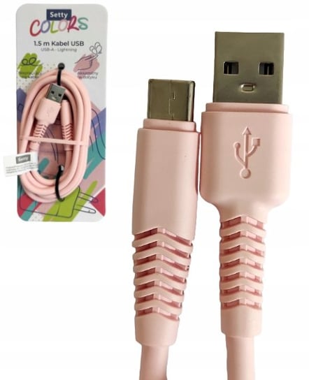 Kabel USB-A USB-C 1,5m Setty Colors NEON RÓŻOWY Setty