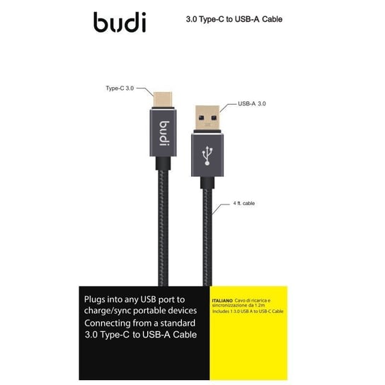Kabel USB-A/USB-C BUDI, 1,2 m Budi