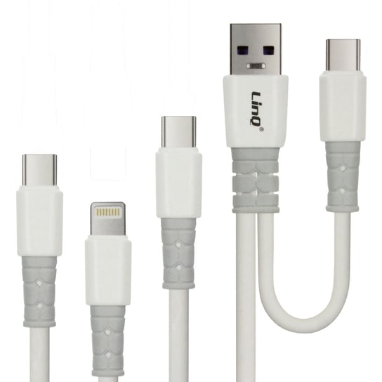 Kabel USB-A / USB-C do USB-C, Lightning i Micro-USB, długość 1,2 m LinQ LinQ