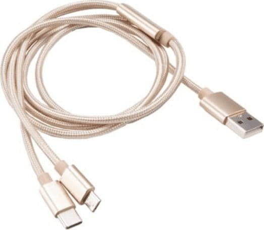 Kabel USB Akasa USB-A - microUSB, USB-C 1.2 m Złoty (AK-CBUB42-12GL) Akasa