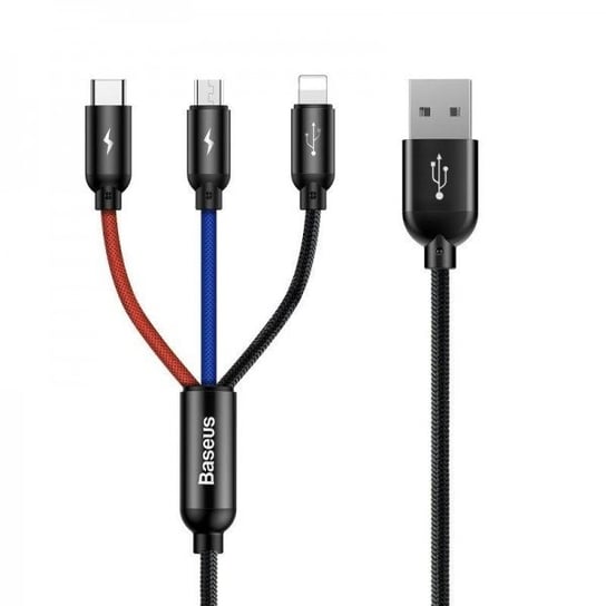 Kabel USB BASEUS 3w1 USB-C / Lightning / Micro, 3.5A, 0.3m, czarny Baseus
