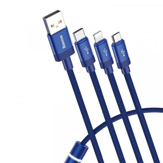 Kabel USB Baseus Data Faction 3w1 Typ C / Lightning / Micro 3,5A 1,2m (niebieski) Baseus
