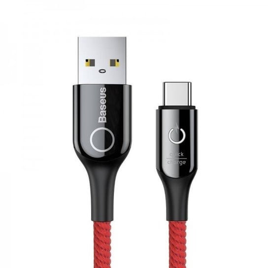 Kabel USB-C BASEUS z diodą LED C-shaped, QC 3.0, 1m, czerwony Baseus