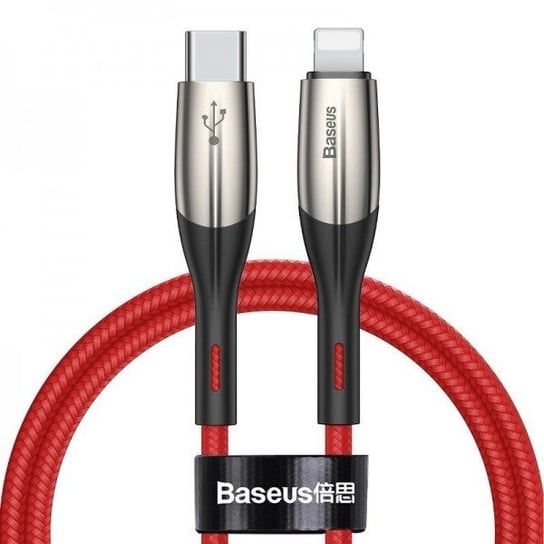 Kabel USB-C do Lightning BASEUS Horizontal Power Delivery, dioda LED, 1m, czerwony Baseus