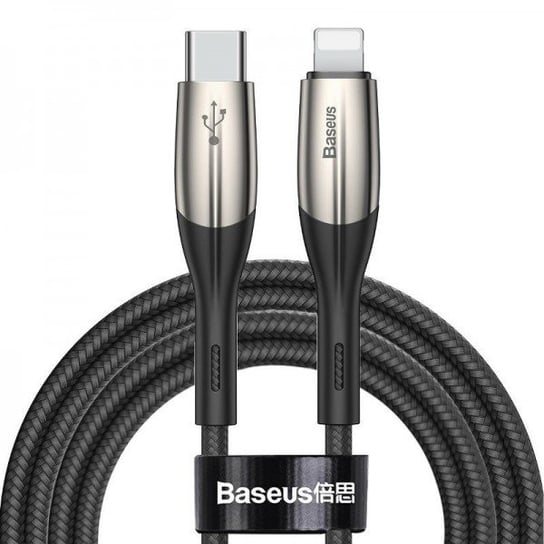 Kabel USB-C do Lightning BASEUS PD Horizontal, Power Delivery, dioda LED, 2m, czarny Baseus
