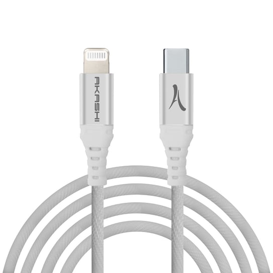 Kabel USB-C do Lightning Certyfikowany przez MFI Synchronizacja ładowania Akashi 1m Biały Akashi