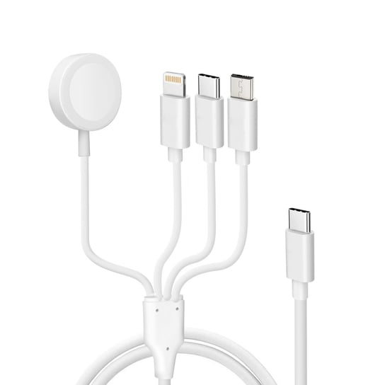 Kabel USB-C do Lightning, Micro-USB, USB-C i ładowarki magnetycznej 2A biały Avizar