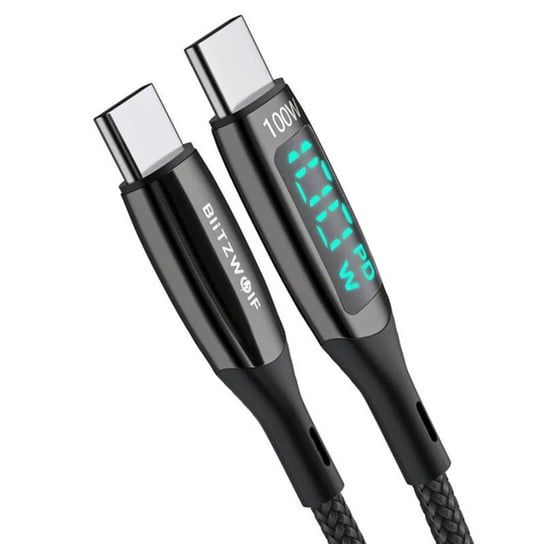 Kabel USB-C do USB-C BlitzWolf BW-TC23, z wyświetlaczem, 100W, 0.9m (czarny) Inna marka